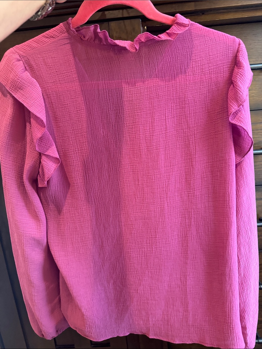 HYFVE Pink Ruffle Button-Front Blouse - Picture 4 of 4